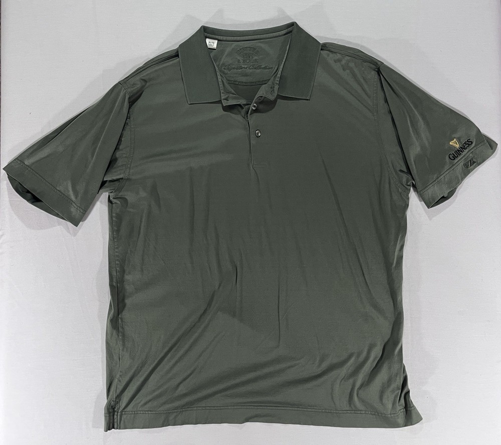 Guinness Beer Cutter & Buck Signature Collection Mens XL Green Short Sleeve Polo