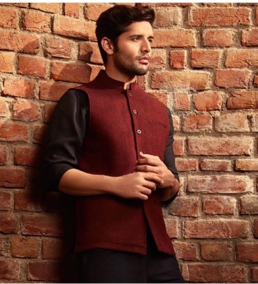 Fabindia Men Nehru Sleeveless Vest Woven Pure Cotton Size 40 Lrg Red Burgundy