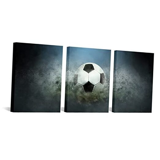 Soccer Wall Art Decor Prints 3 Piece Sports Theme Canvas Wall Art Abstract