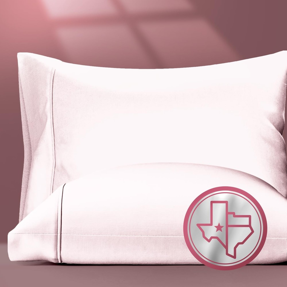 100% Egyptian Cotton King Size Pillow Cases Set of 2 - King Pillowcases Blush