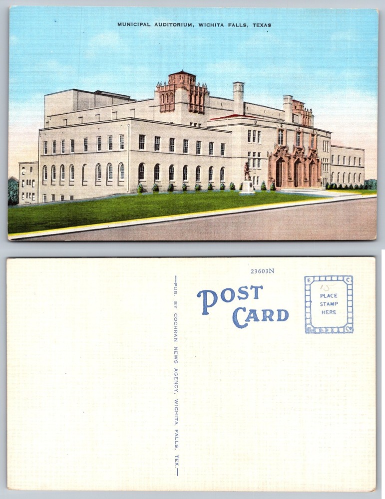 Municipal Auditorium Wichita Falls Texas Postcard
