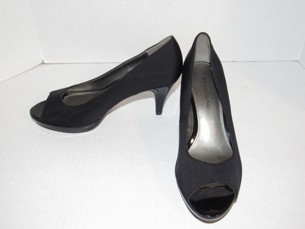 Bandolino Black Fabric Open Peep Toe Heels Pumps Shoes Womens Size 6.5 M