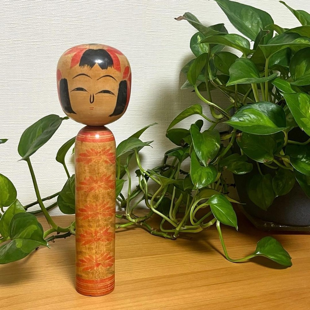 Shuichi Umeki Kokeshi Doll Yamagata Zao Takayu Vintage Wooden Japanese 30cm