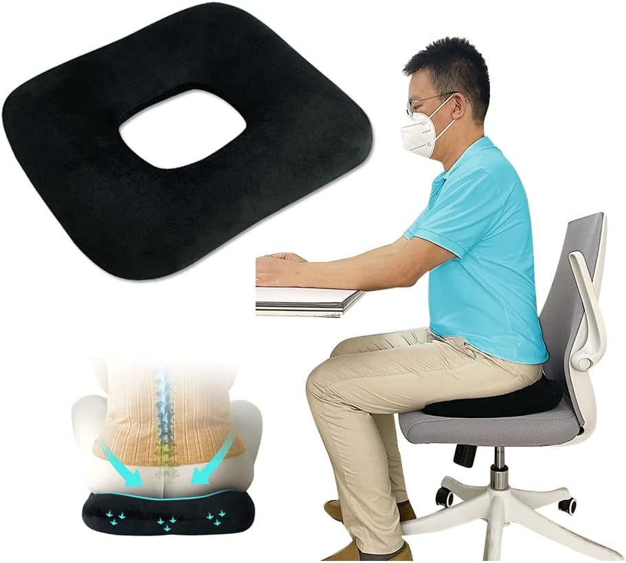 AOSSA Donut Pillow for Hemorrhoid, Tailbone, Sciatica Pain Relief, Butt Donut Se