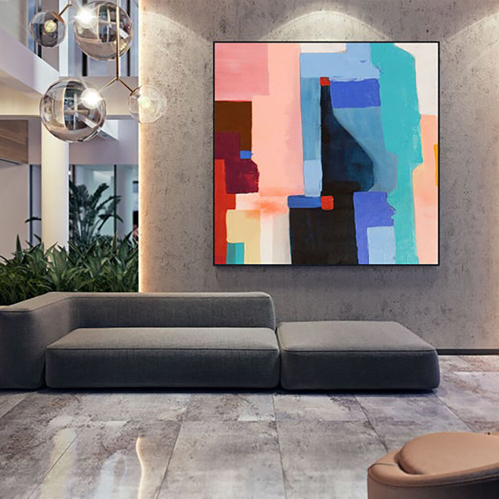 Original Abstract Painting On Canvas Textured Horizontal Vertical Modern Art