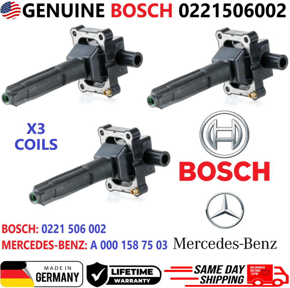GENUINE BOSCH Ignition Coils For 1995-2000 Mercedes-Benz 0221506002, A0001587503