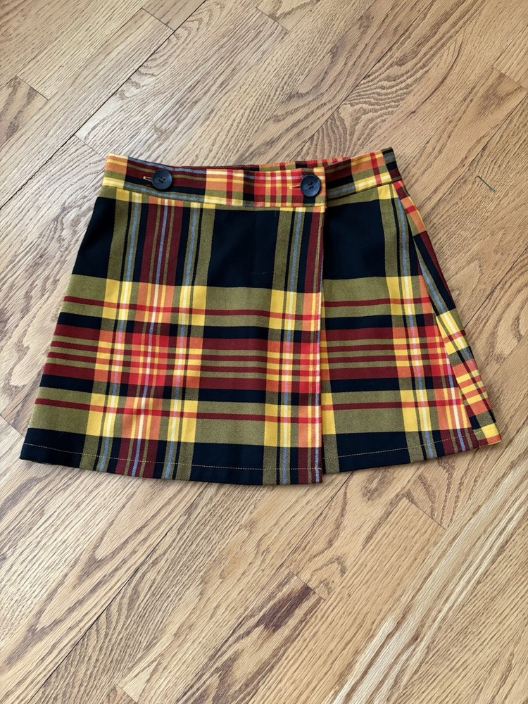 Vtg Y2K 90s Forever 21 Plaid Wrap Mini Skirt Sz S Dark Academia Preppy
