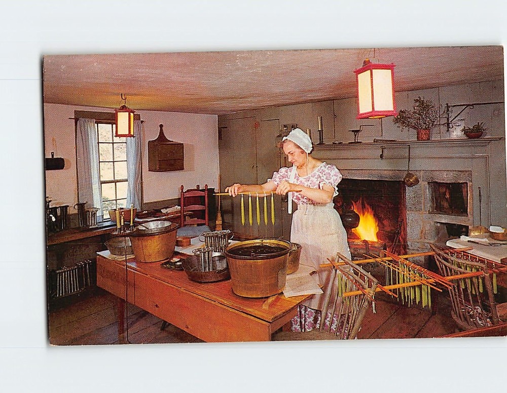 Postcard Candlemaker at Work Old Sturbridge Village Sturbridge Massachusetts USA