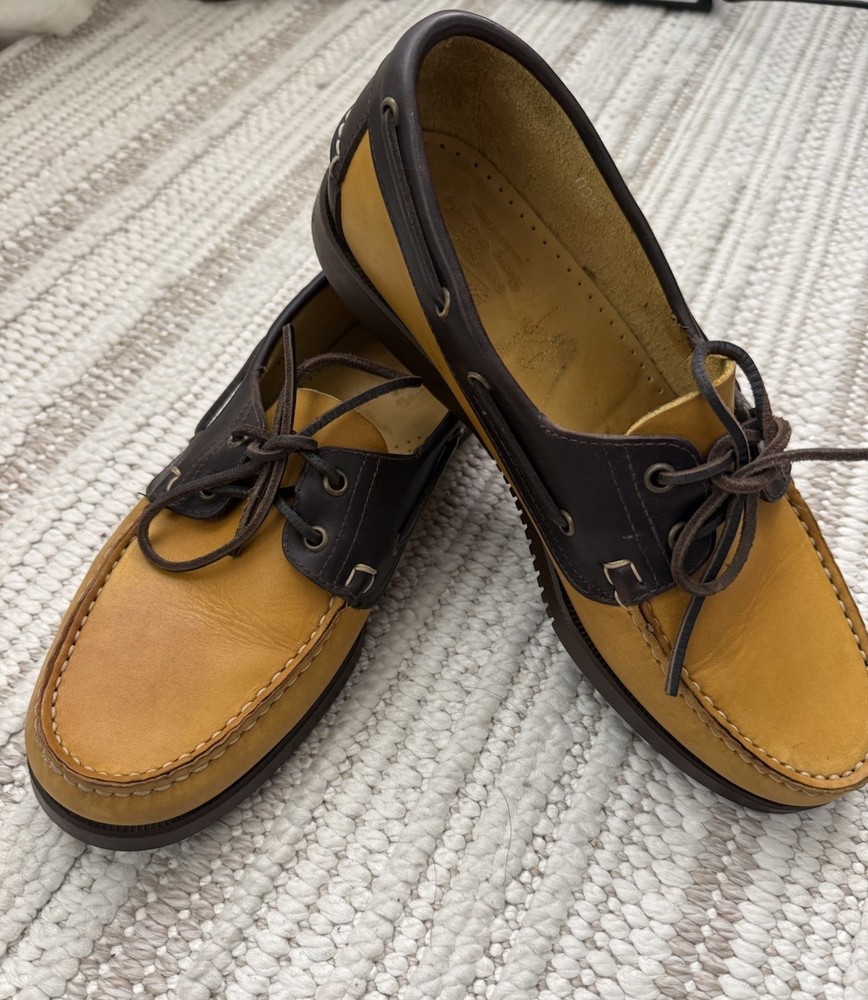 Rare Dooney and Barke Paraboot Barth Men’s US 10 Gold Leather Boat Shoes