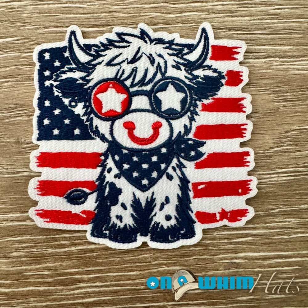 America Highland Cow Iron-On Patch