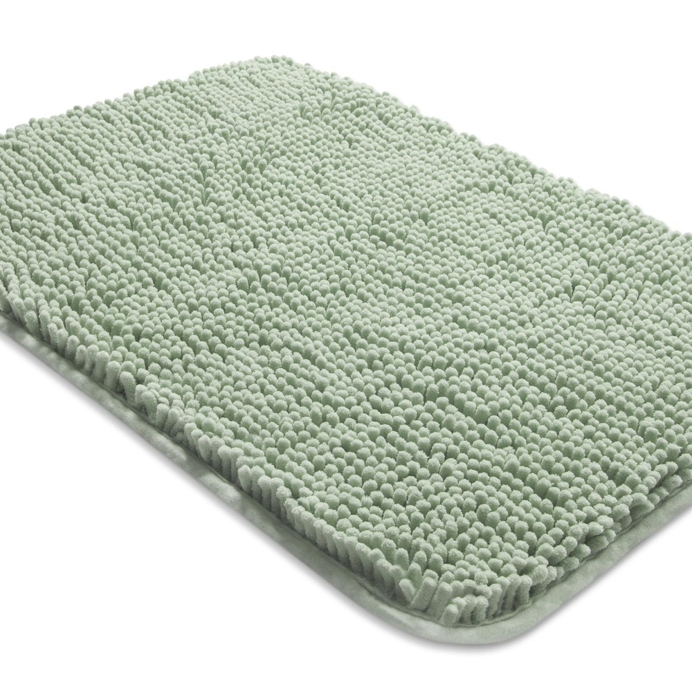 Thick Absorbent Chenille Sea Foam Bath Mats | Washable Bathroom Rugs