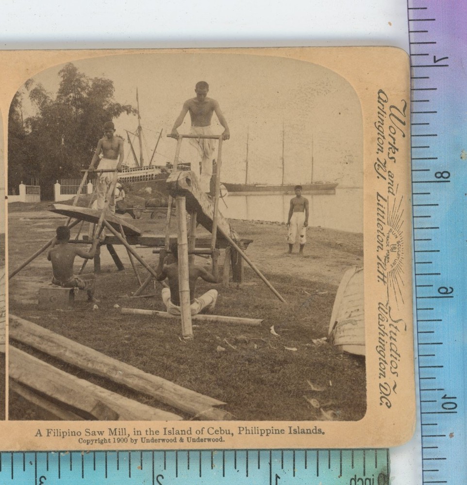 A filipino Saw Mill Island of Cebu Philippines Underwood Stereoview