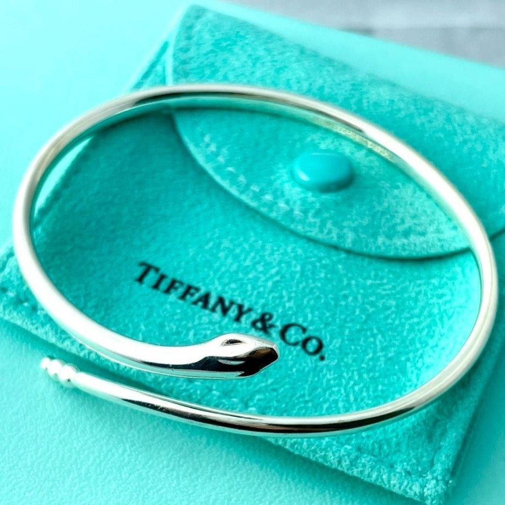 Tiffany & Co Silver 925 Adjustable Snake Bangle Unisex Pre-Owned