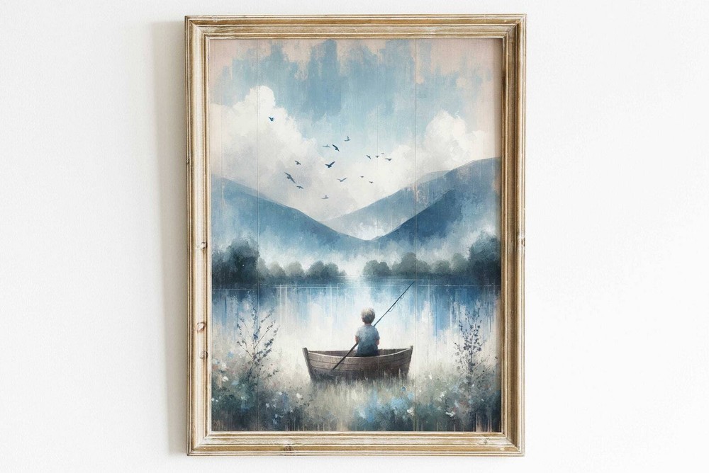Fishing Nursery Print Boy Fishing Decor Boys Room Wall Art Fishing Art For Boys