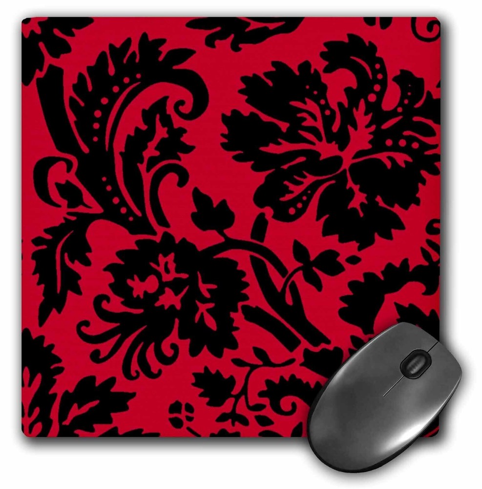 3D Rose Red Black Gothic Floral Damask Large Bold Pattern Elegant Print Stylish Design