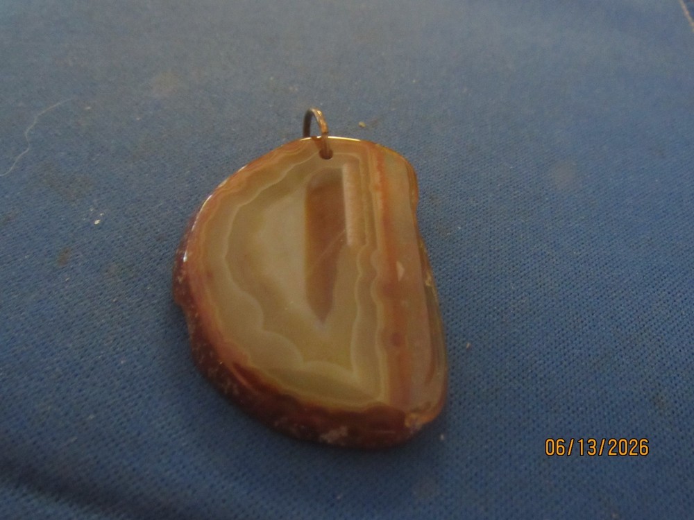 Vintage Beautiful Fossil Agate Polished Slab Pendant