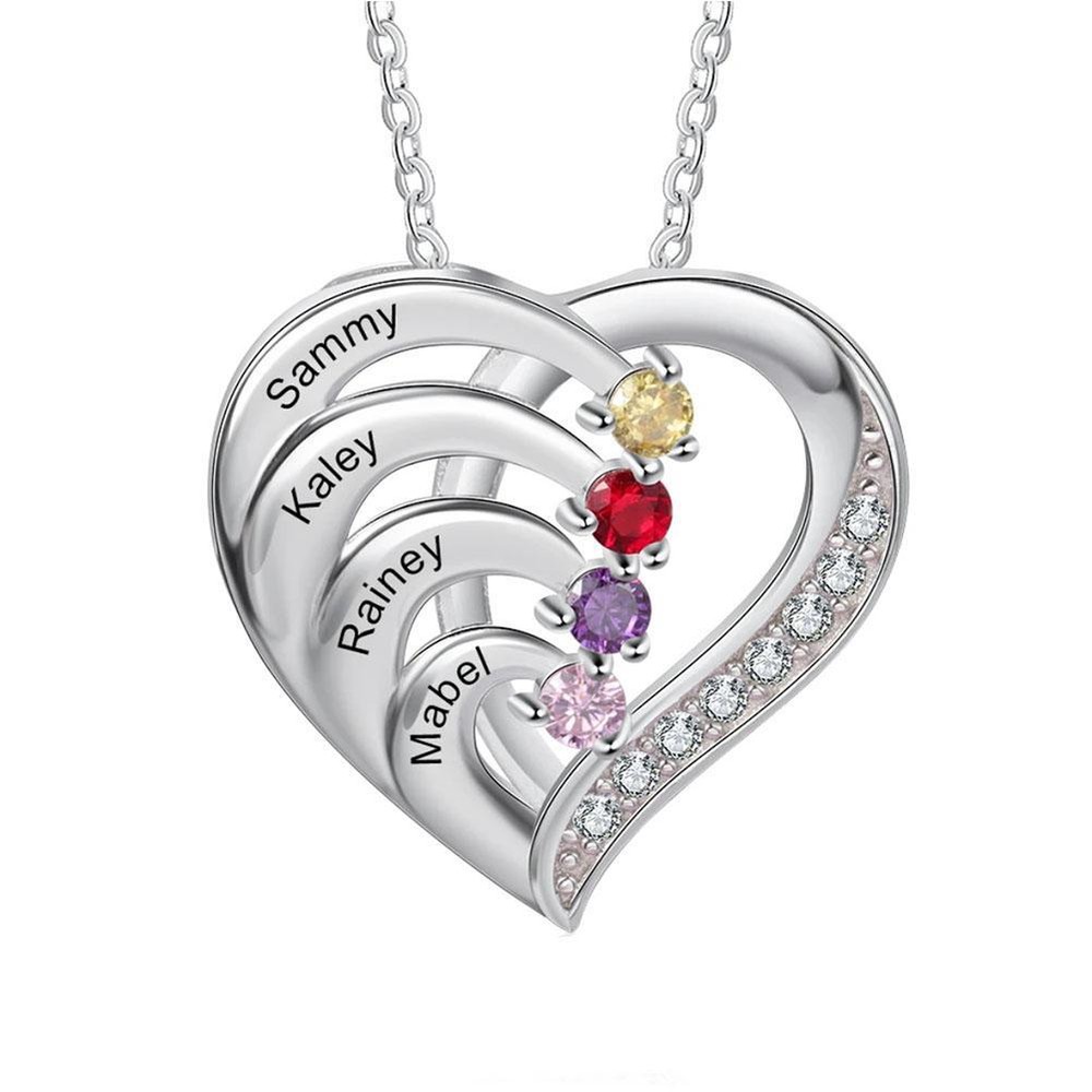 Personalized Name Necklace with Simulated Birthstones Custom Promise Neckla GXM
