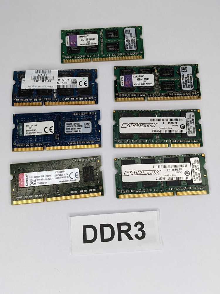 Lot of 7 Mixed Brands 4GB PC3-12800U DDR3 Laptop Memory