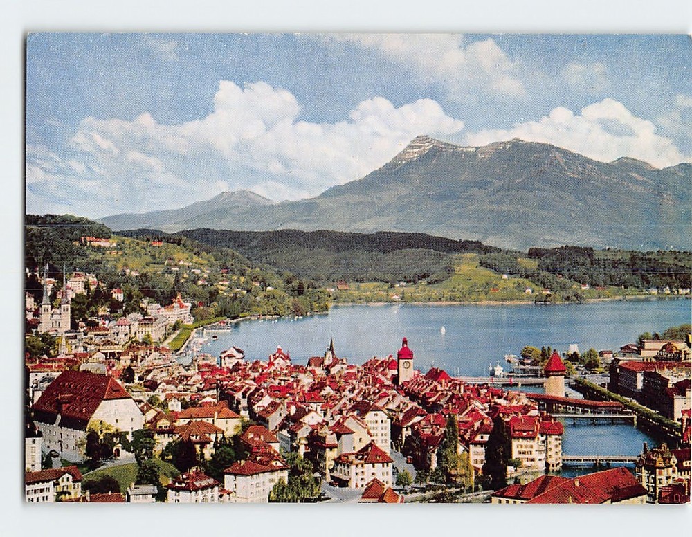 Postcard Aerial view Lucerne Switzerland