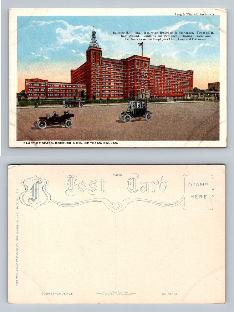 Dallas, TX-Texas, Sears Roebuck Co Plant Building & Clubhouse Vintage Postcard