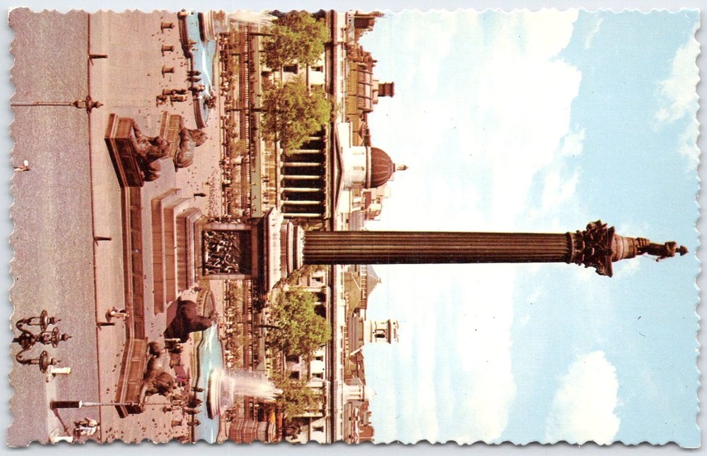 Vintage Trafalgar Square London Postcard - Nelson's Column Photo Series