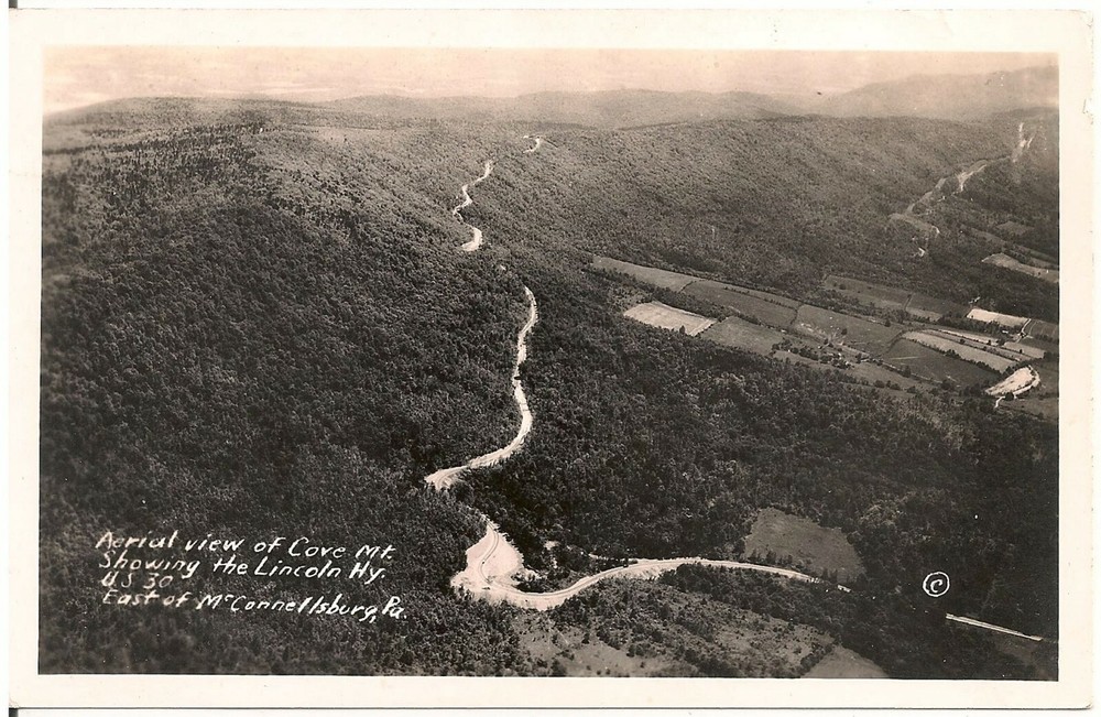 Aerial View of Cove Mt. on Lincoln Highway East of McConnellsburg PA RP Postcard