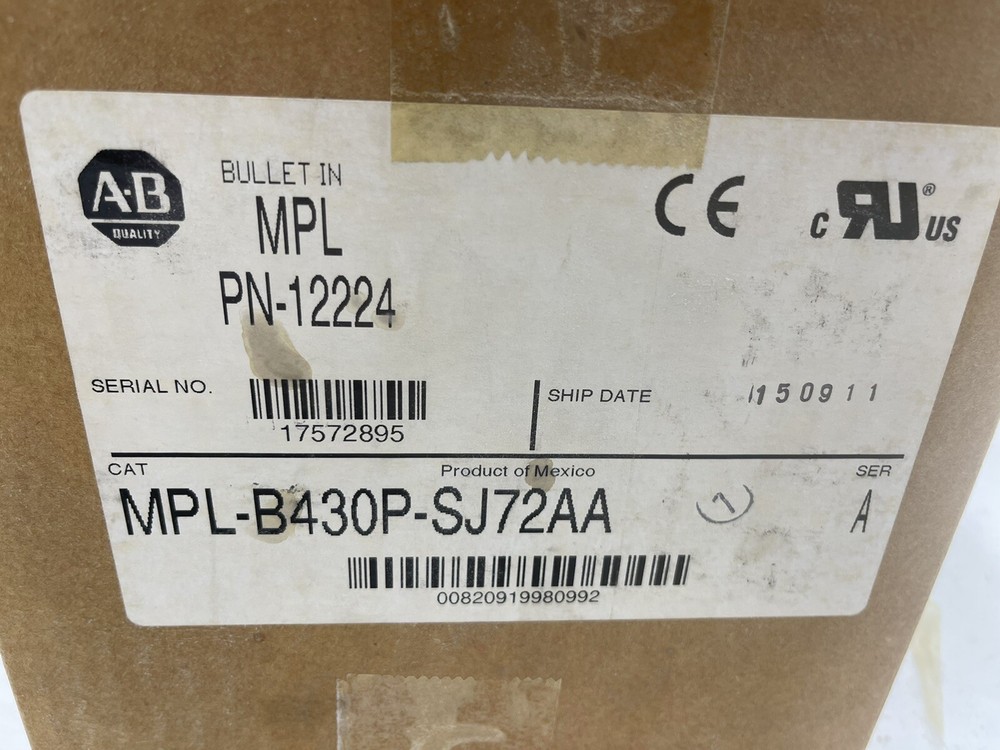 MPL-B430P-SJ72AA Brushless Servo Motor,460V 5000RPM IN BOX MPLB430PSJ72AA