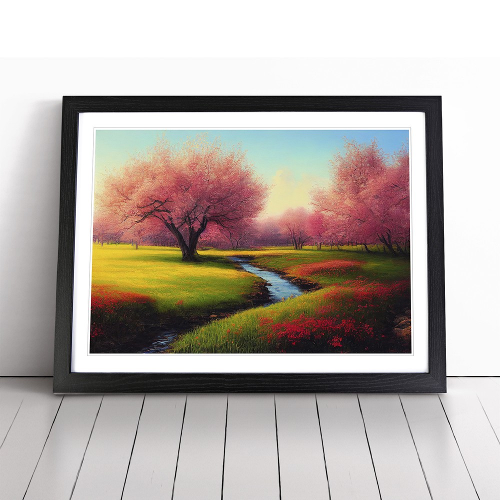 Spring Forest Stream Vol.1 Framed Canvas Wall Art Print Poster Picture
