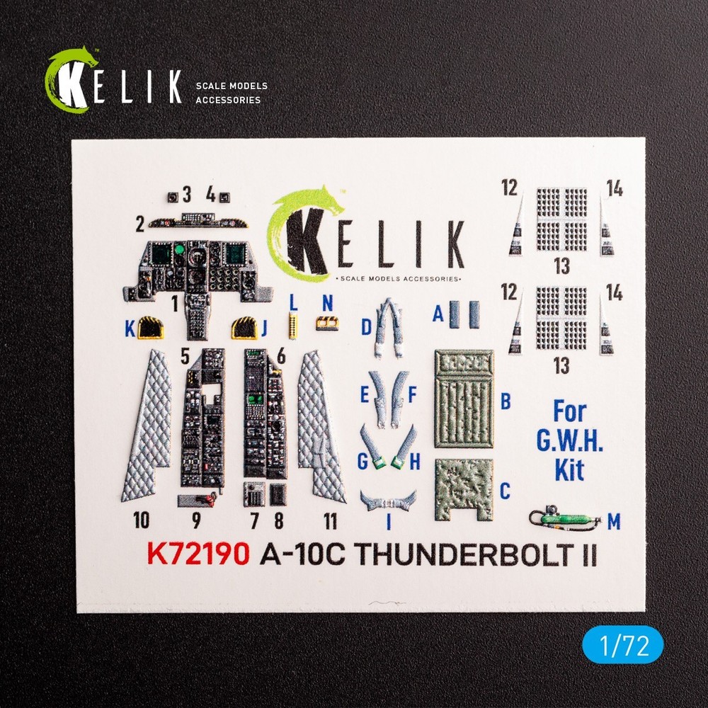 1:72 A-10C Thunderbolt II - Interior 3D Decals for GWH kit KeliK K72190