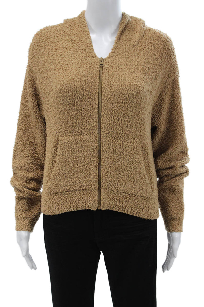 Skims Women Full-Zip Hoodie Tan V-Neck Long Sleeve Size SFree Shipping in US $100+ Orders | $6.95 Orders Below
