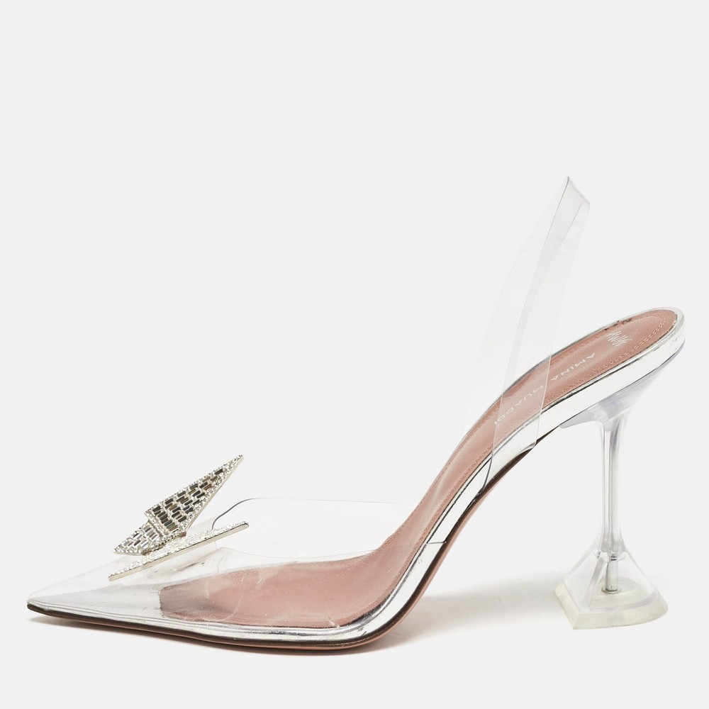 Amina Muaddi X Awge Clear PVC Phoenix Heels Size 40
