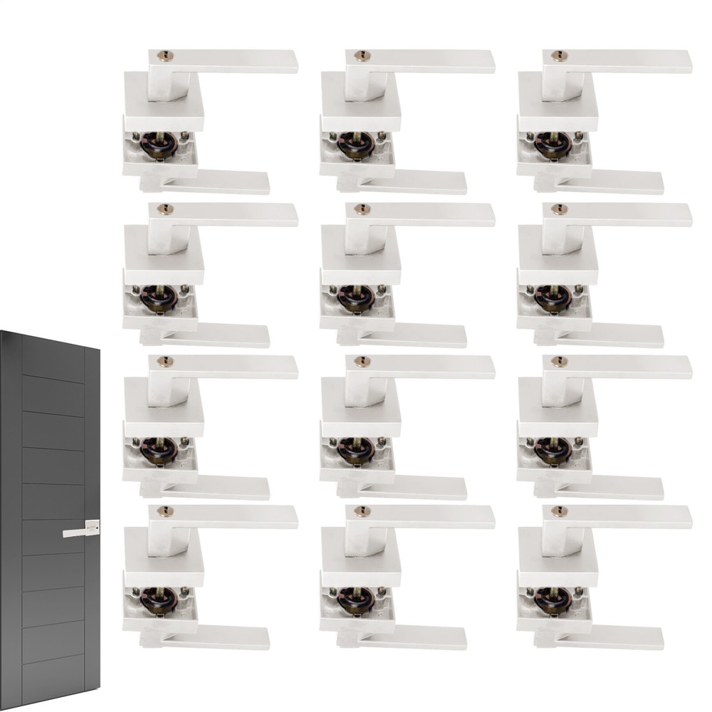 12-Pack Hallway Closet Door Levers with Deadbolt for Passage Doors
