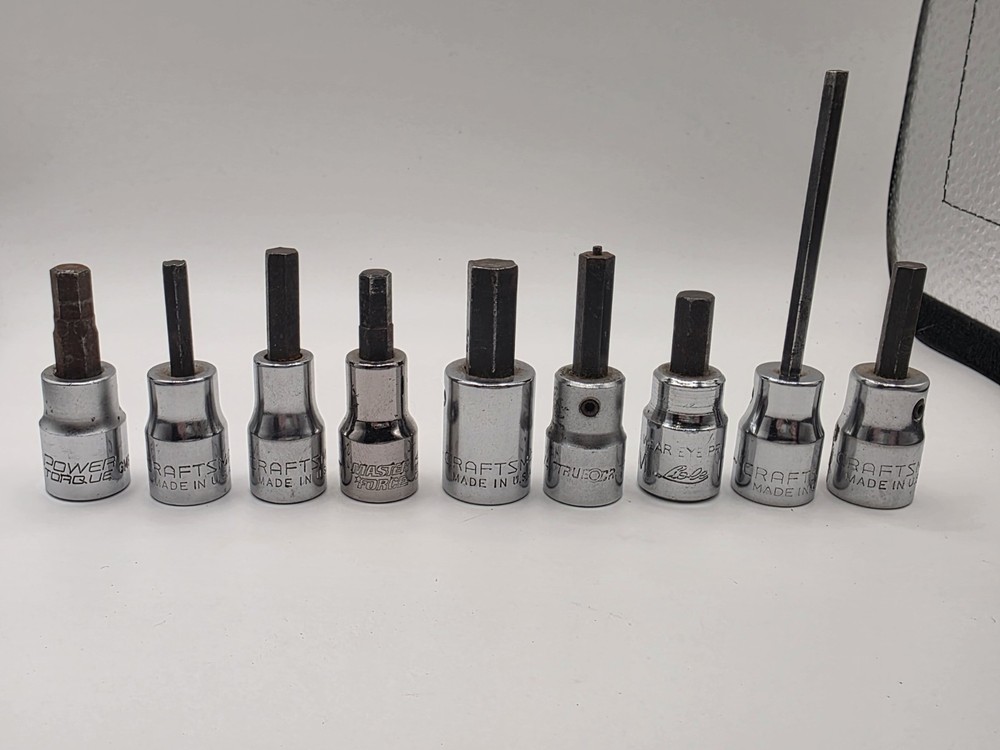 Vintage Craftsman Hex Socket Lot Mix MM+SAE All -V- USA Sizes In Description