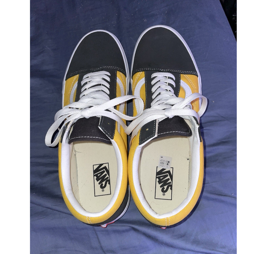 VANS Old Skool Men's Yellow Black White Canvas Sneakers 13 Comfort Breathable