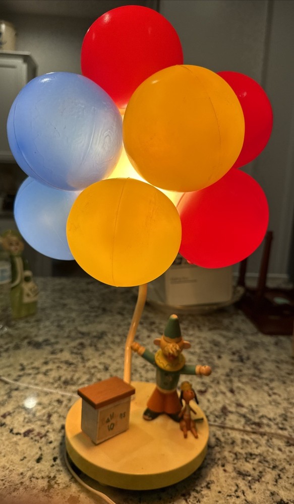 Dolly Toy Co Vintage 70s Balloon Vendor Clown Lamp Working Made In USA