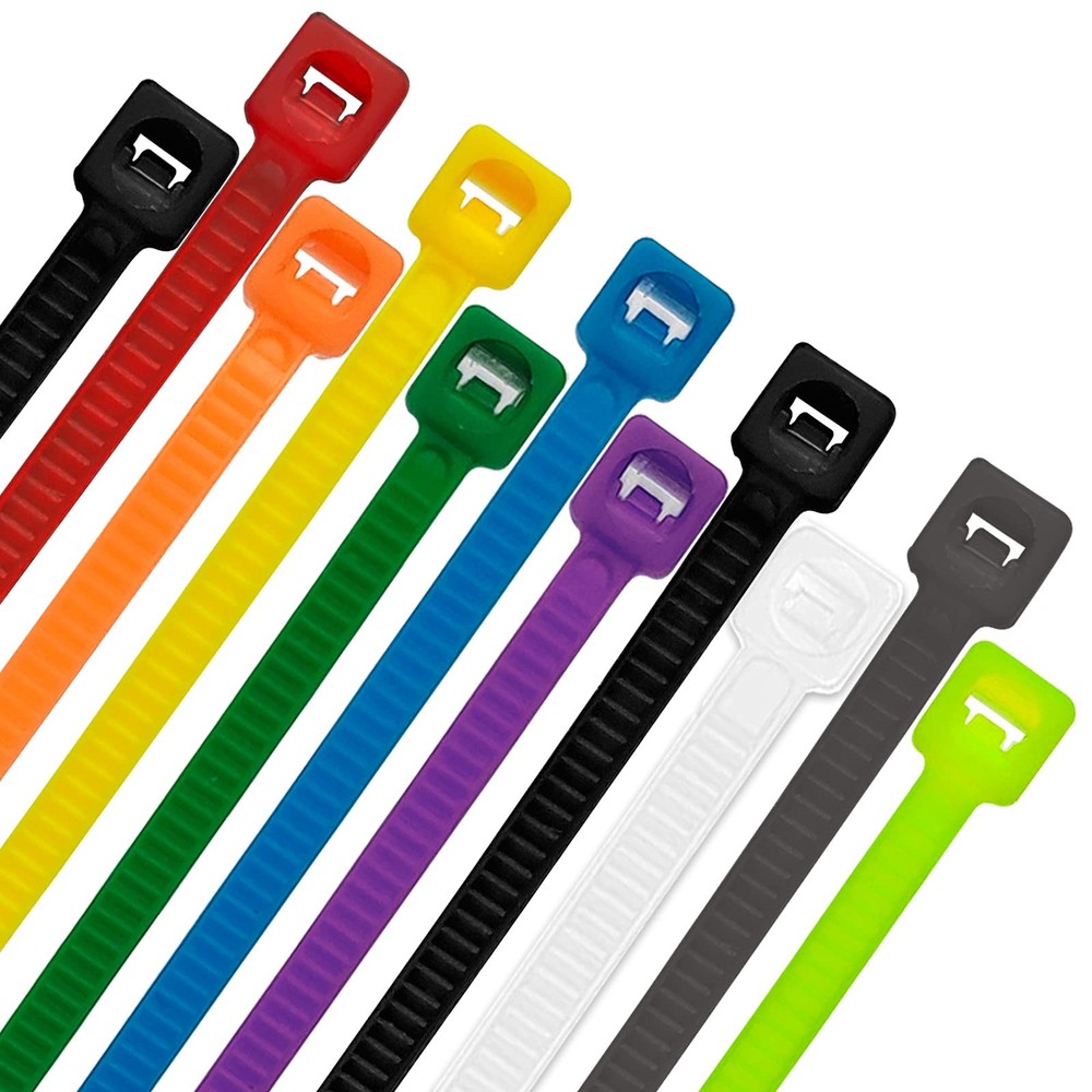 8 Inch 1000pcs Colorful Heavy-Duty Zip Ties 20lb Strength for Organizing Cables