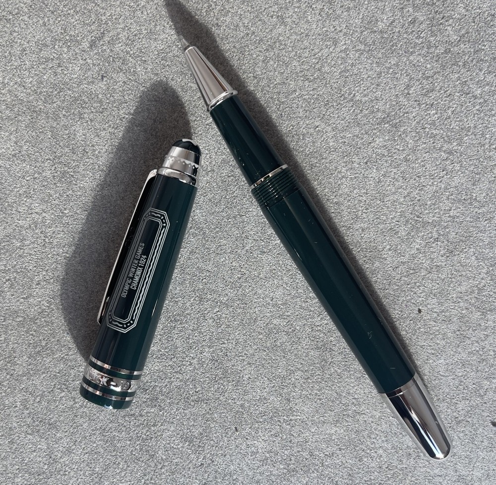 Deluxe Olympic Chamonix Resin Series Green+Silver Color 0.7mm Rollerball Pen