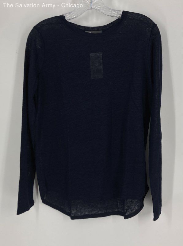 Vince Womens Dark Blue Round Neck Long Sleeve Pullover T-Shirt Size Small