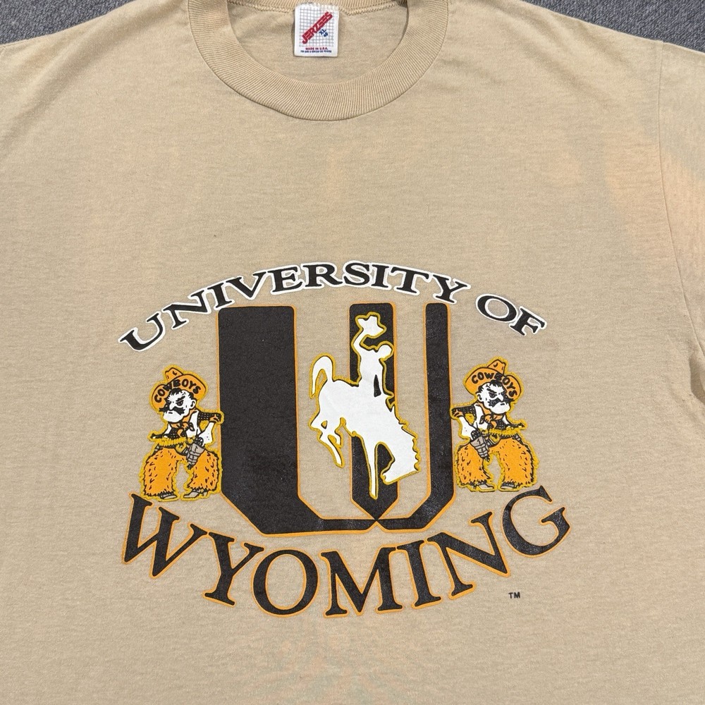 Vintage University of Wyoming Cowboys T-Shirt XL Single Stitch Made USA Jerzees