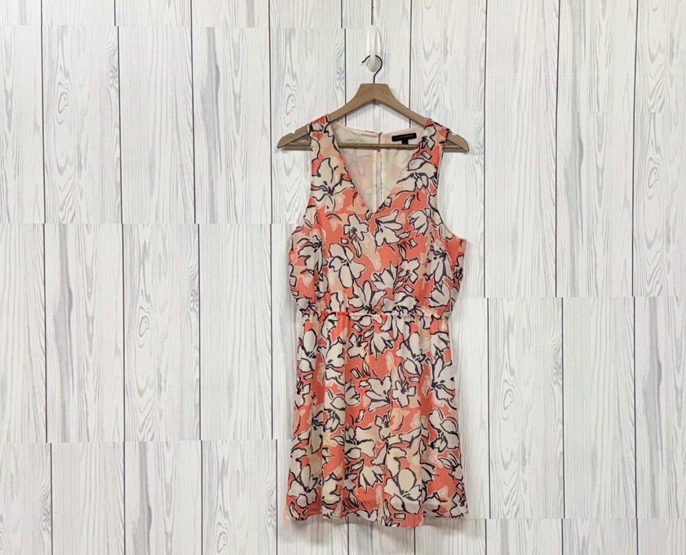 Banana Republic dress womens size 10 sleeveless floral orange knee length