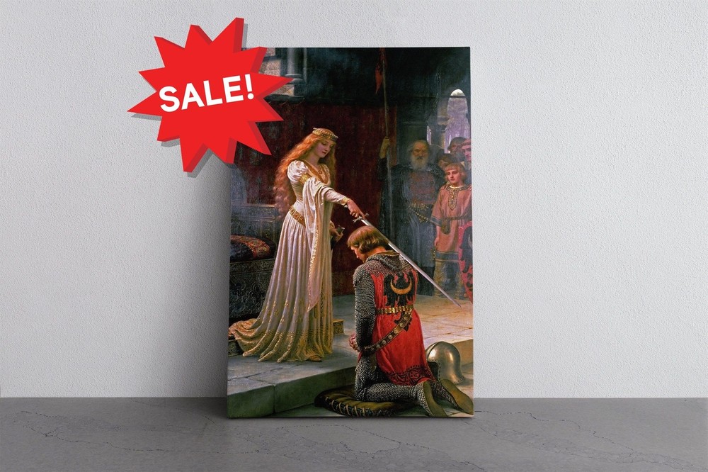 The Accolade Canvas Print by Edmund Blair Leighton, Painting Reproduction Art