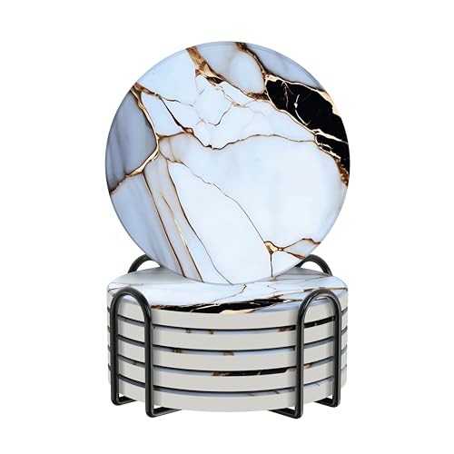 6-Pack Ceramic Absorbent Drink Coasters for Coffee Table