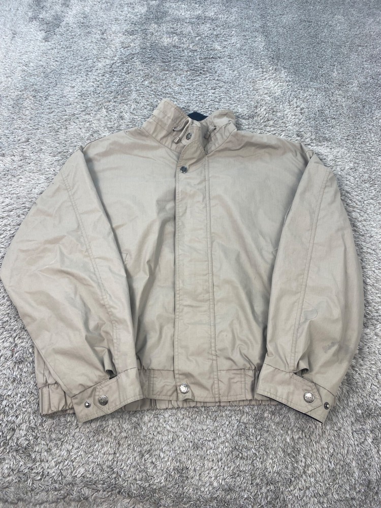 Dunlop Jacket Mens 2XL Beige Nylon Boxy Lined Windbreaker Rain Coat Vtg 90s Y2K
