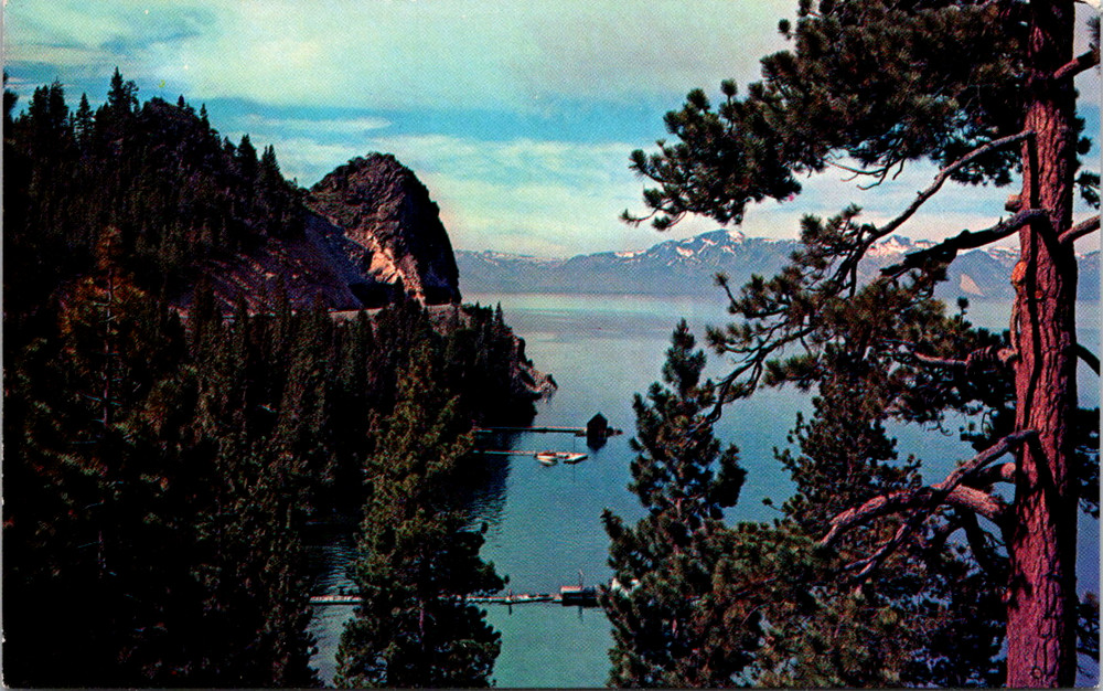 Vintage Postcard Cave Rock Mt Tallac Lake Tahoe