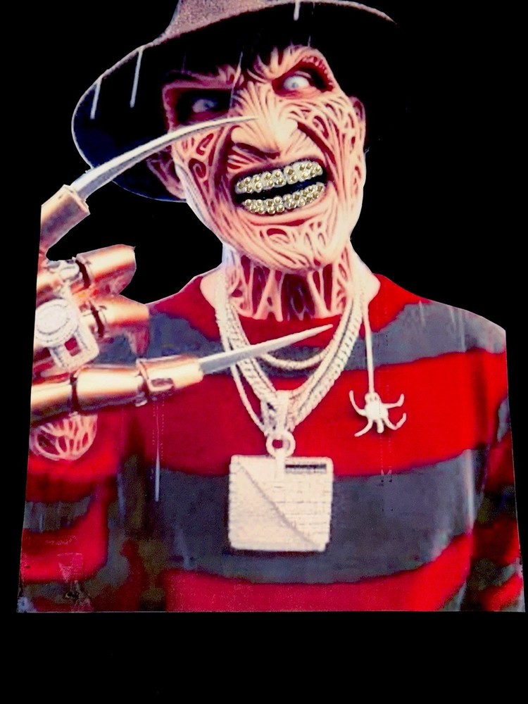 FATHERGOD-Freddy  Krueger-Iced Out Graphic T-Shirt Xl LONG SLEEVE..Rhinestones