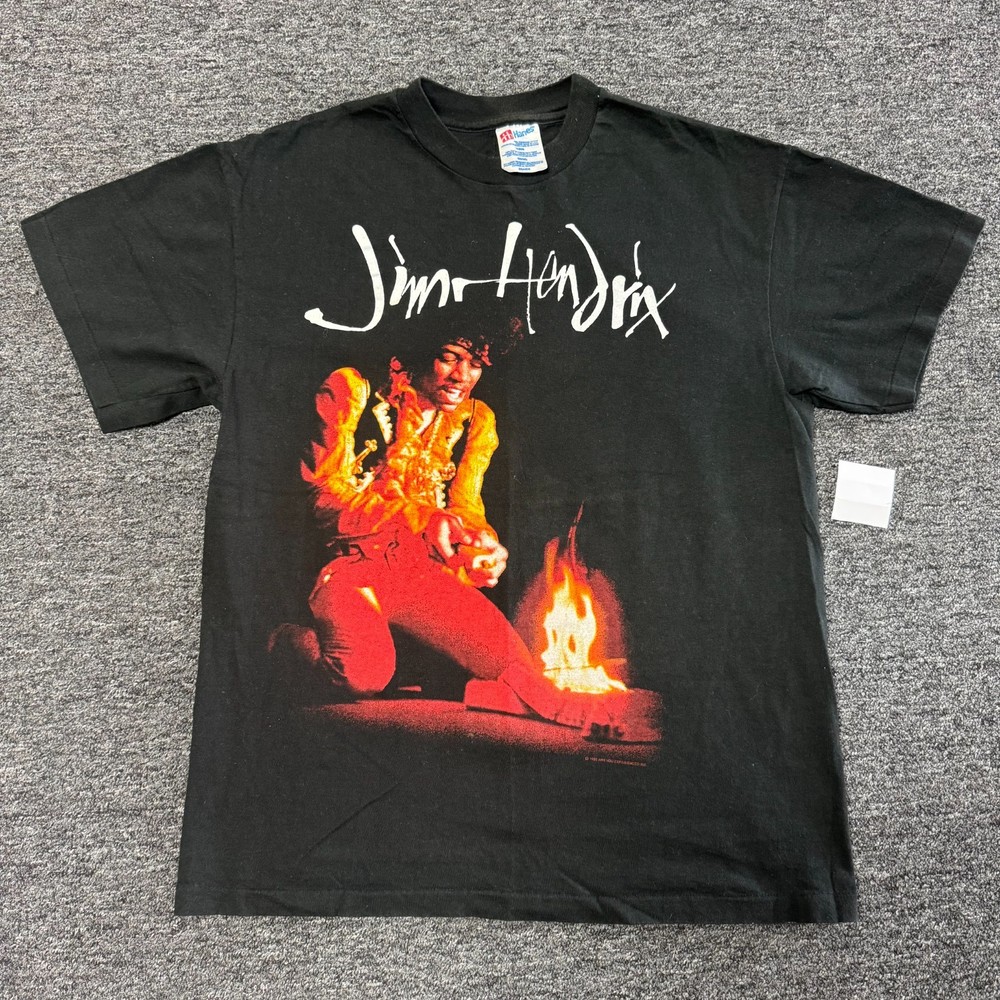Vintage 90s Jimi Hendrix The Ultimate Experience Band Concert T-Shirt Sz L Black