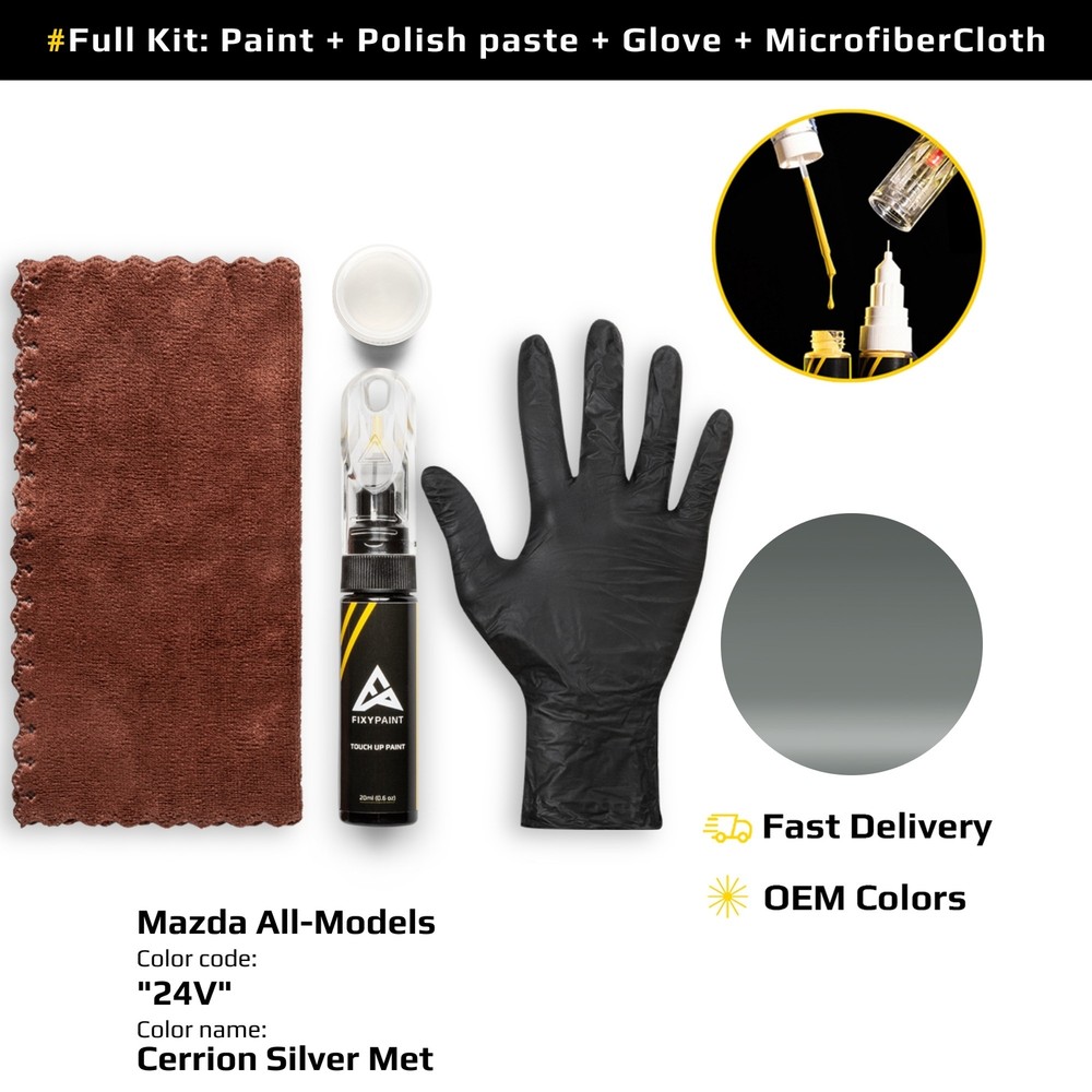 Touch up Paint for Mazda Code: 24V Cerrion Silver Met Professional Repair