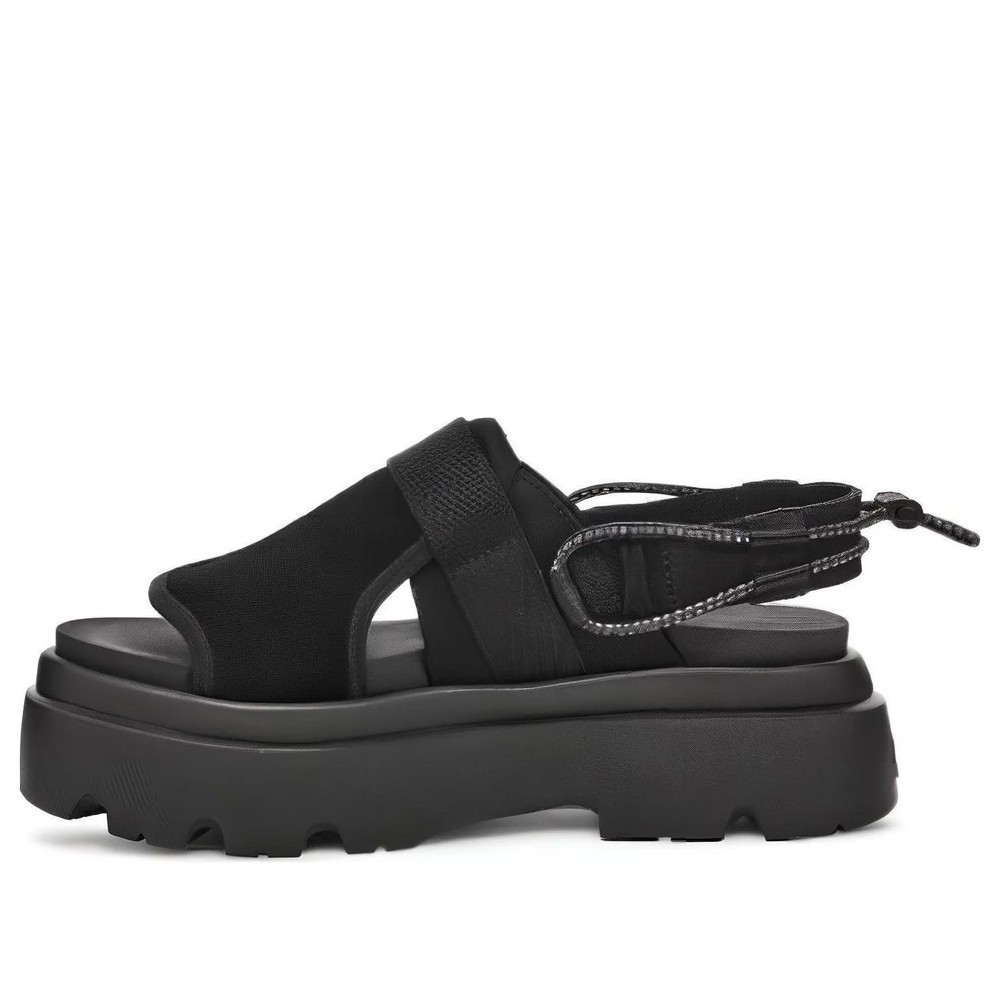UGG Womens Cady Plaform Suede Sandals Size 10 Black 1156430 Adjustable Strap