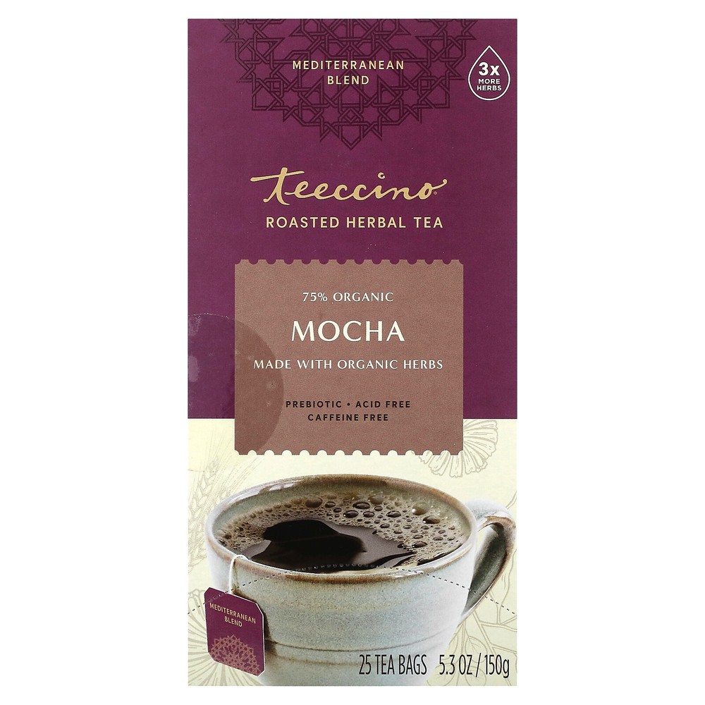 Roasted Herbal Tea, Mocha, Caffeine Free, 25 Tea Bags, 5.3 oz (150 g)