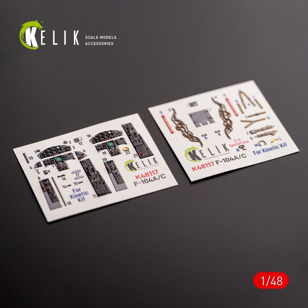 1:48 F-104 A/C - Interior 3D Decals for Kinetic Aircraft model kit KeliK K48117